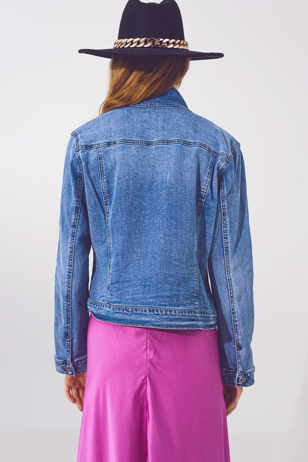 Denim jacket in light blue wash with sequin detail - Jackets