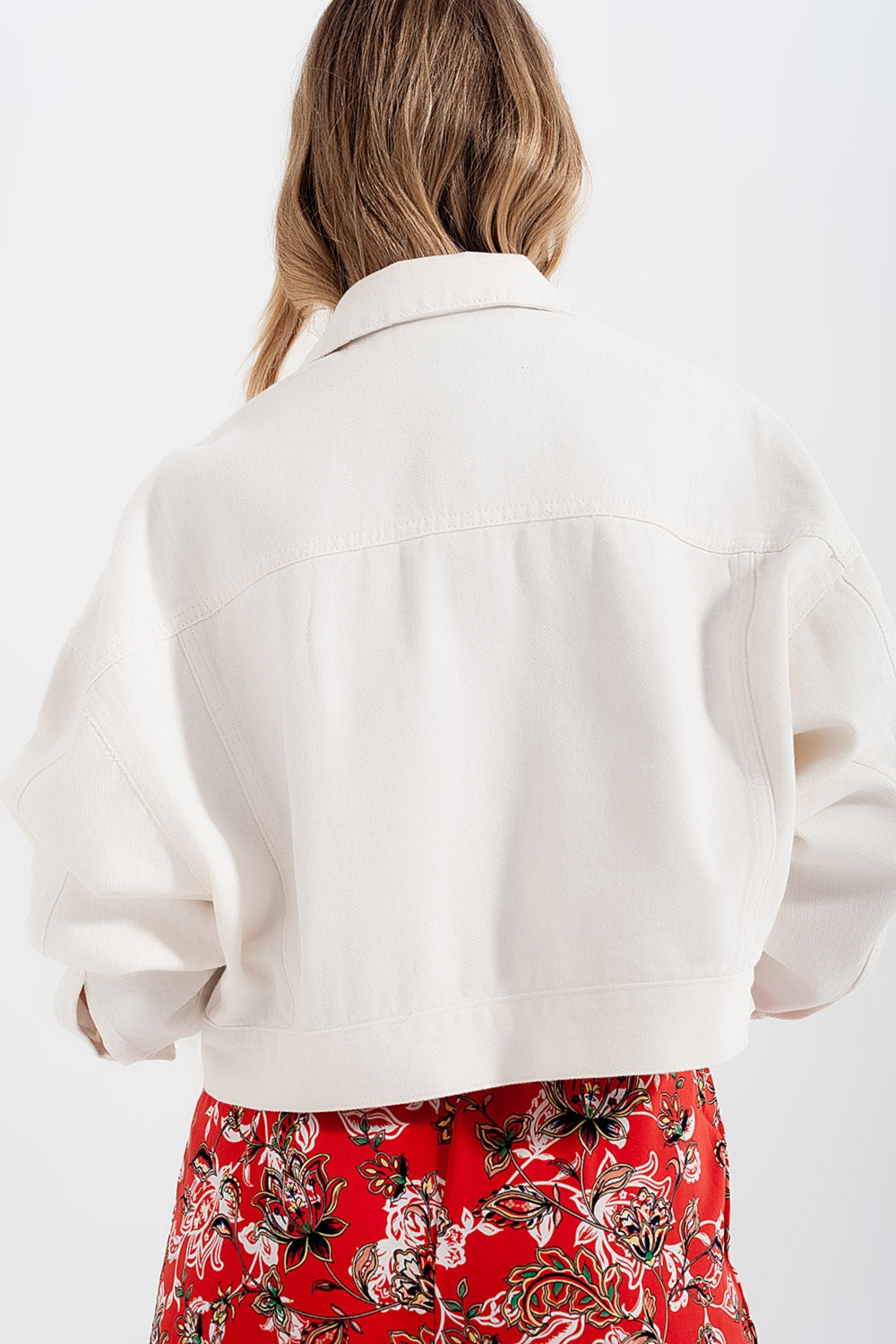 Denim jacket with diamante fringing in white - Jackets