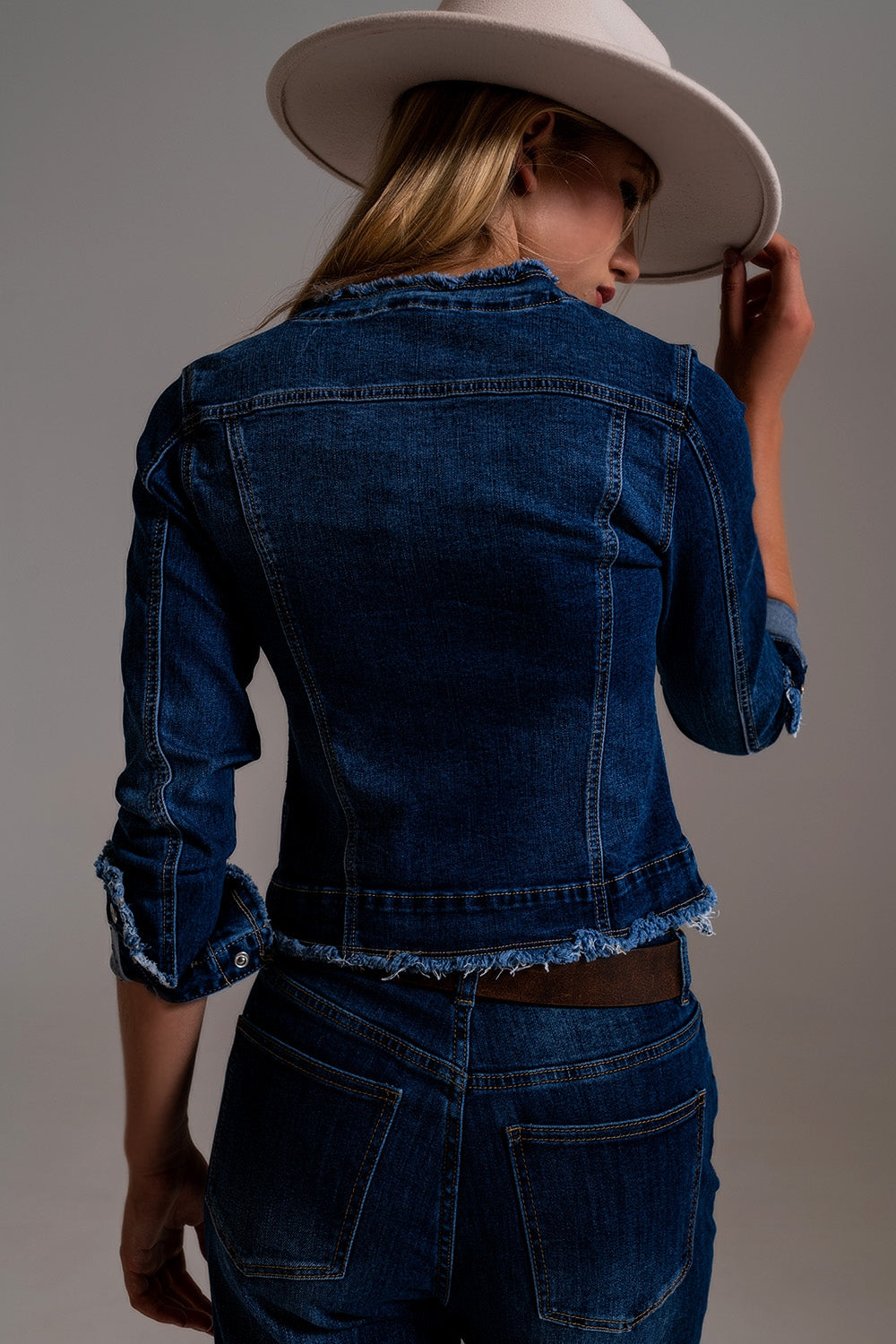 Denim jacket with raw hem edge - Jackets
