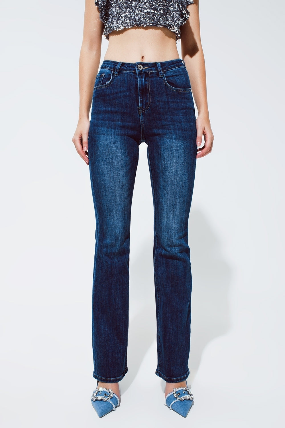 Denim Jeans Flaire in dark blue wash - Jeans