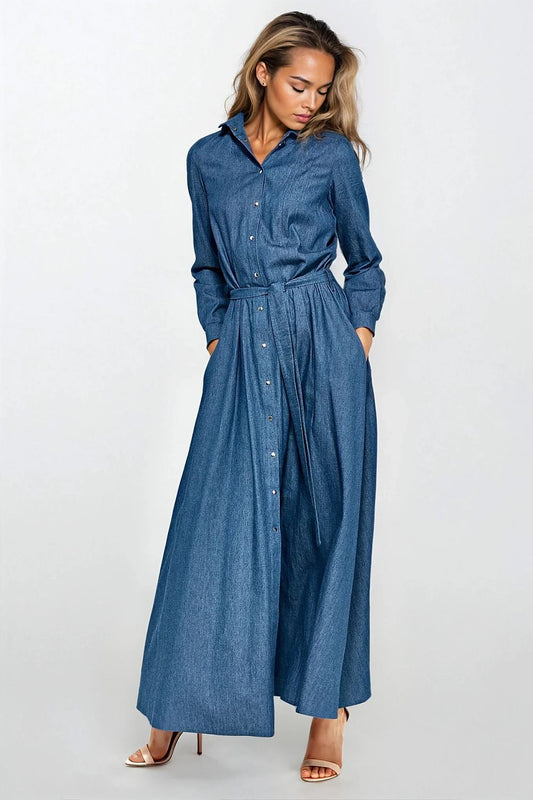 Denim Maxi Dress for Women - Stylish & Versatile blue - Dresses