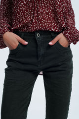 Drop crotch skinny jean in khaki