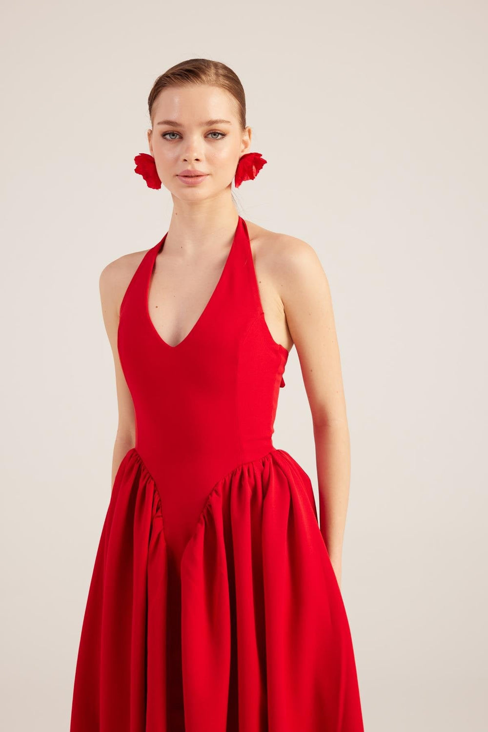 Vestido comprido Ophelia estilo princesa vermelho