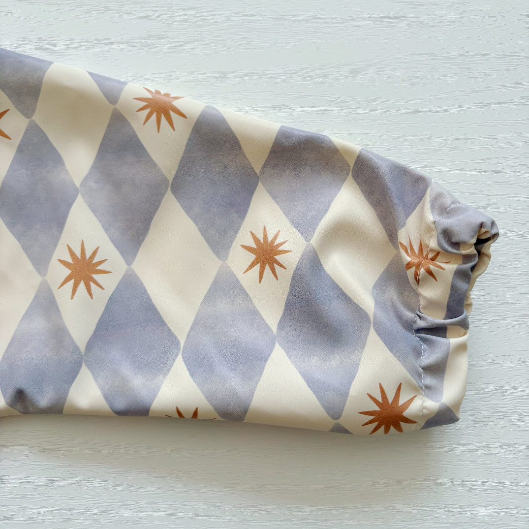 Long Sleeved Baby Bib - Blue Harlequin - Bibs