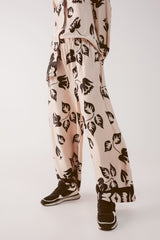 Pantalon à jambe super large et élastique en crème