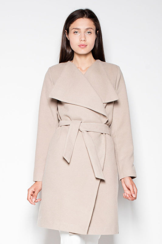 Elegant Classic Cut Model Coat for Women beige - Coats