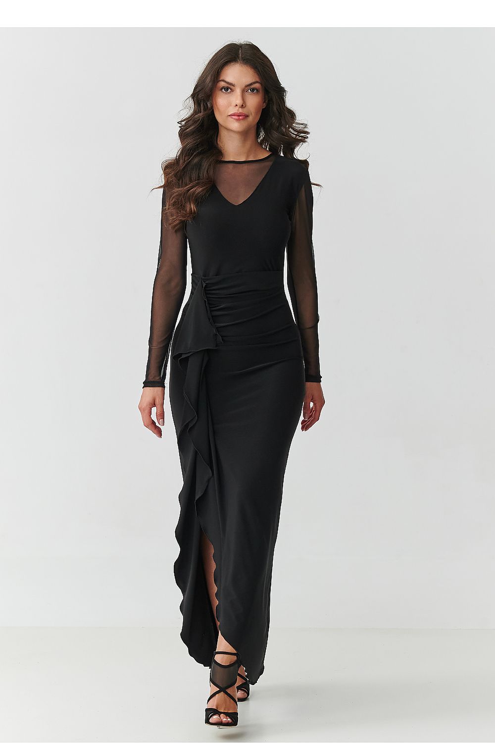 Elegant Mesh Sleeve Dress - Trendy Evening Wear - Dresses