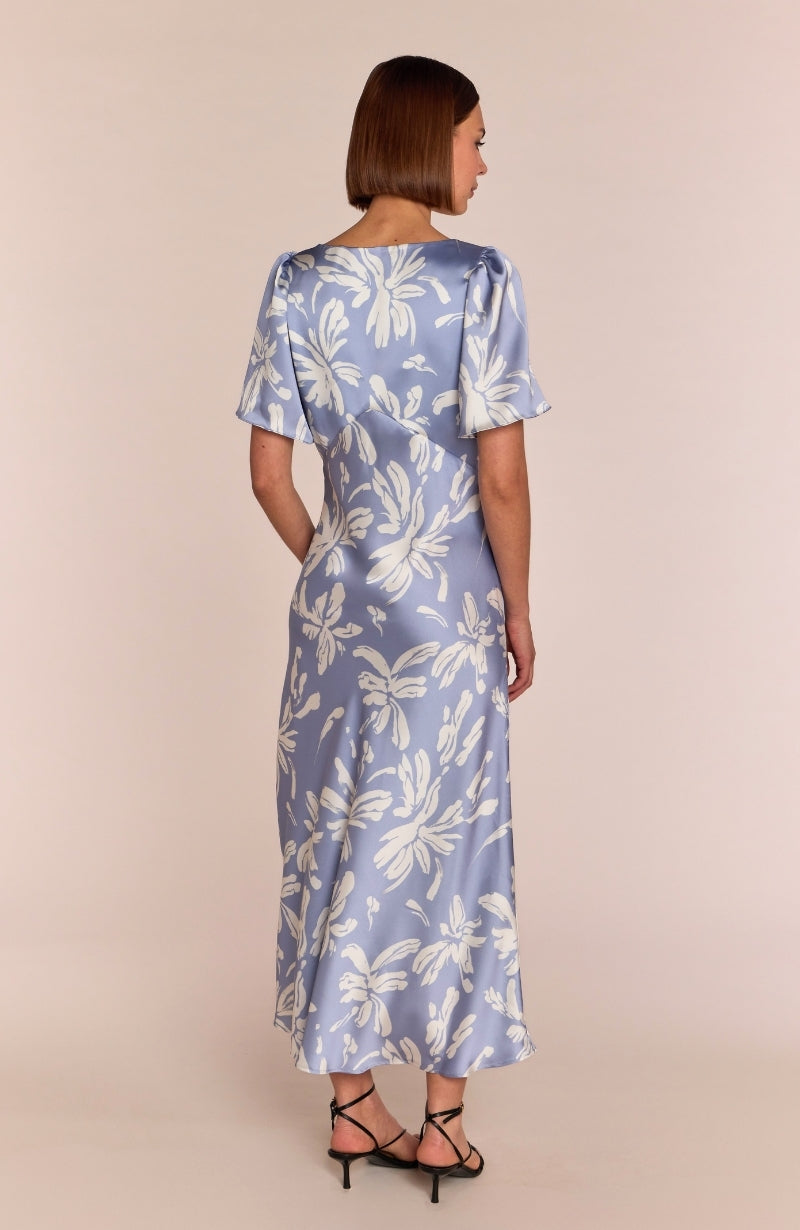 Ellis Dress in Blue Lily Print - Dresses