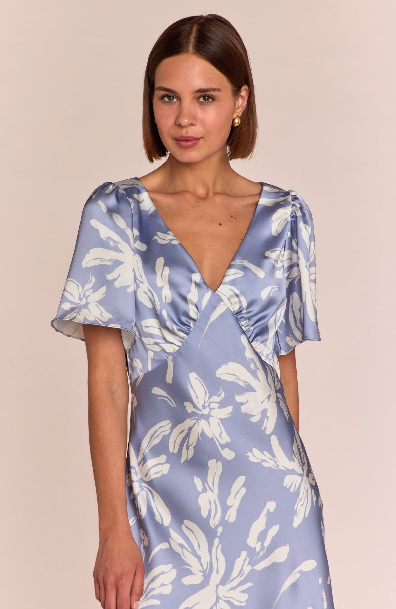 Ellis Dress in Blue Lily Print - Dresses
