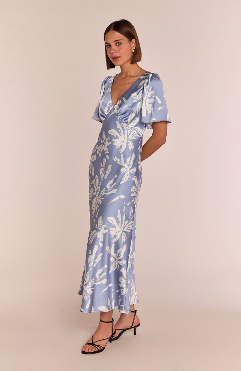 Ellis Dress in Blue Lily Print - Dresses