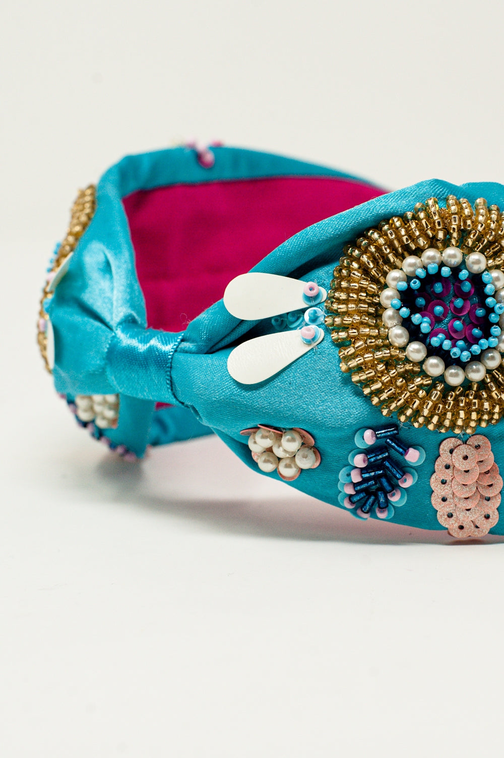 Embellished chunky headband in blue - Headbands