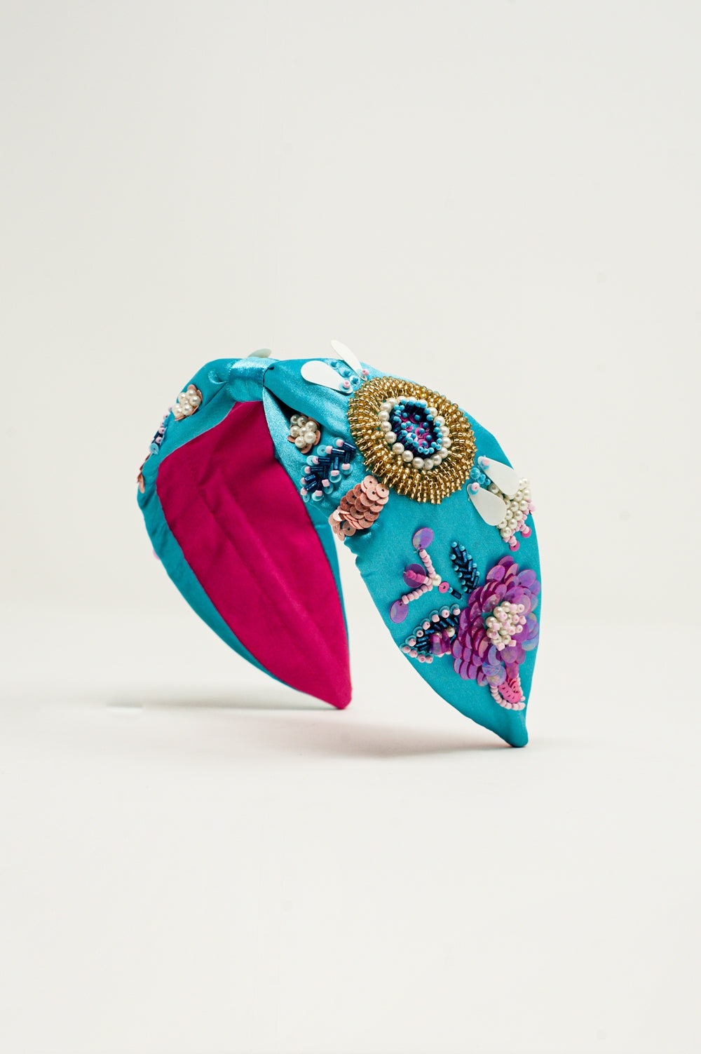 Embellished chunky headband in blue - Headbands