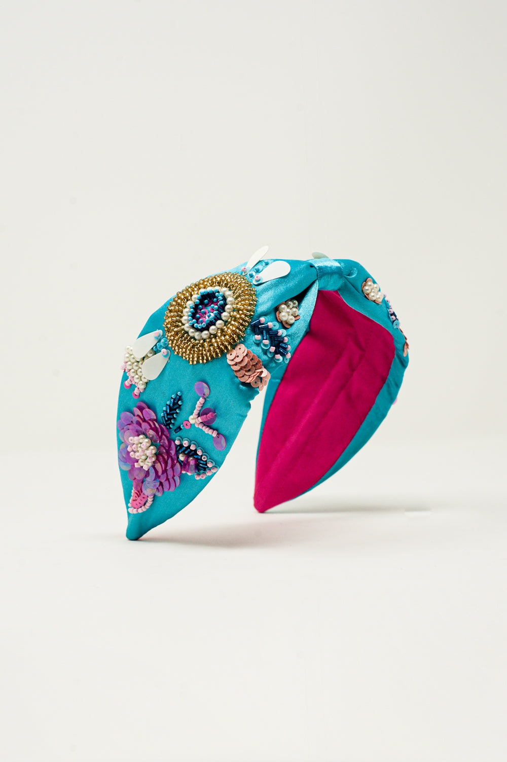 Embellished chunky headband in blue - Headbands