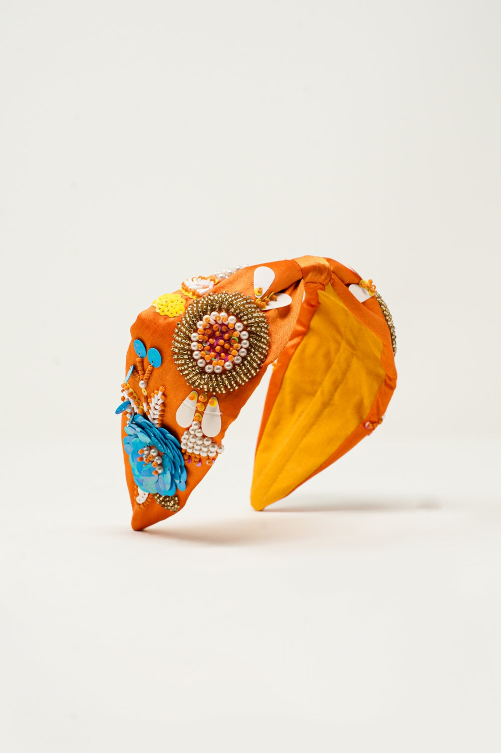 Embellished chunky headband in orange - Headbands