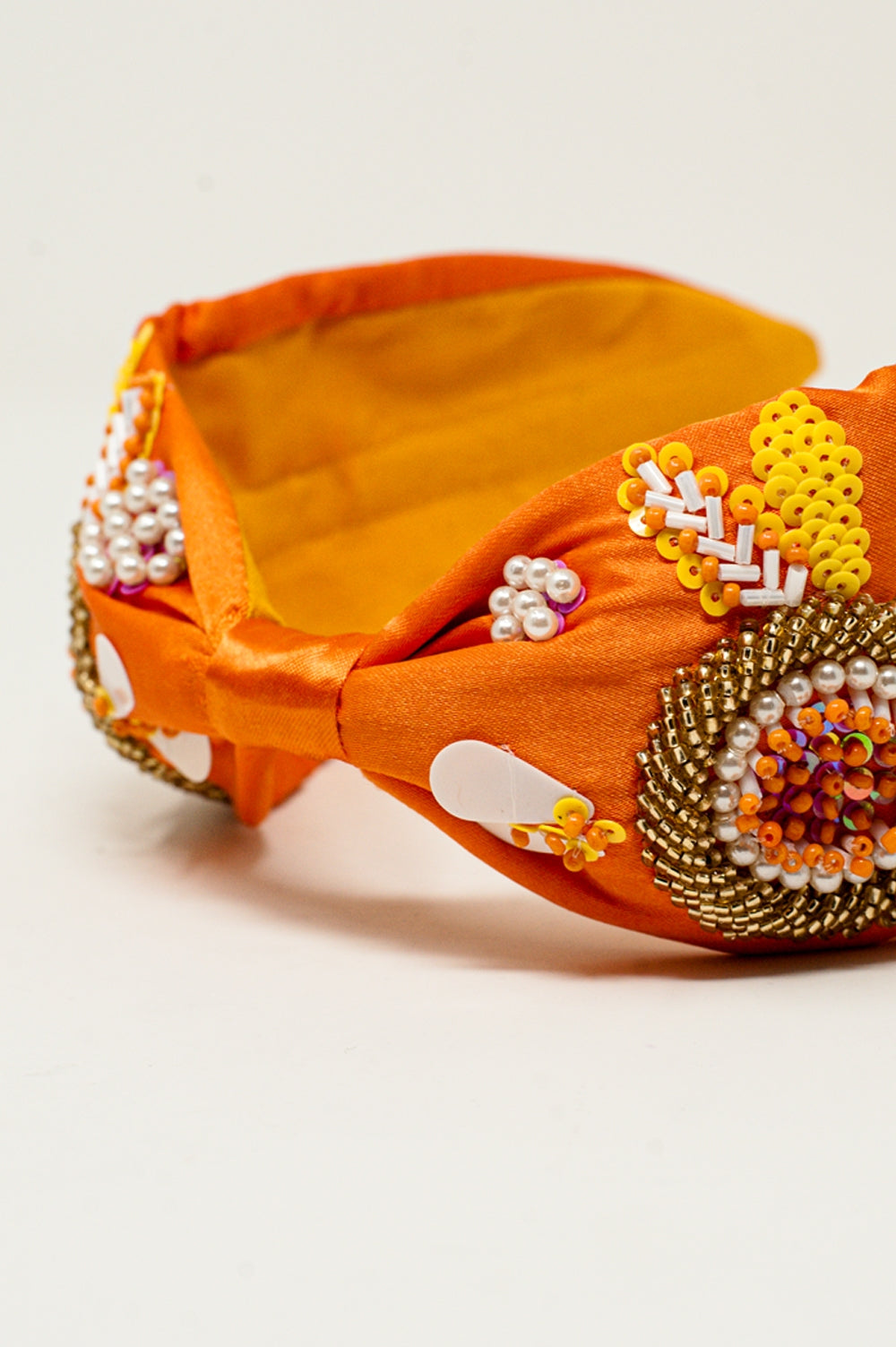 Embellished chunky headband in orange - Headbands
