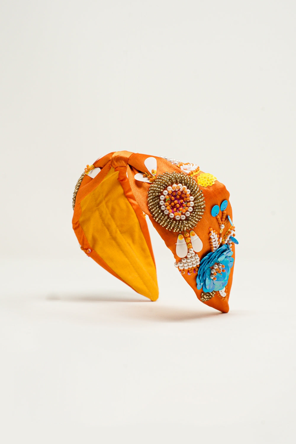 Embellished chunky headband in orange - Headbands