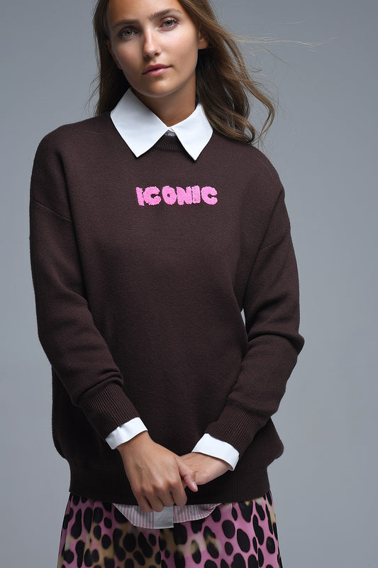 Embroidered ICONIC Sweater with Global Tour Back Print - Sweaters