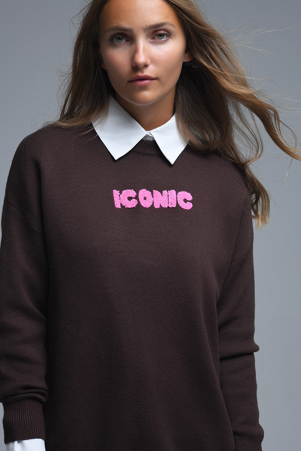 Embroidered ICONIC Sweater with Global Tour Back Print - Sweaters