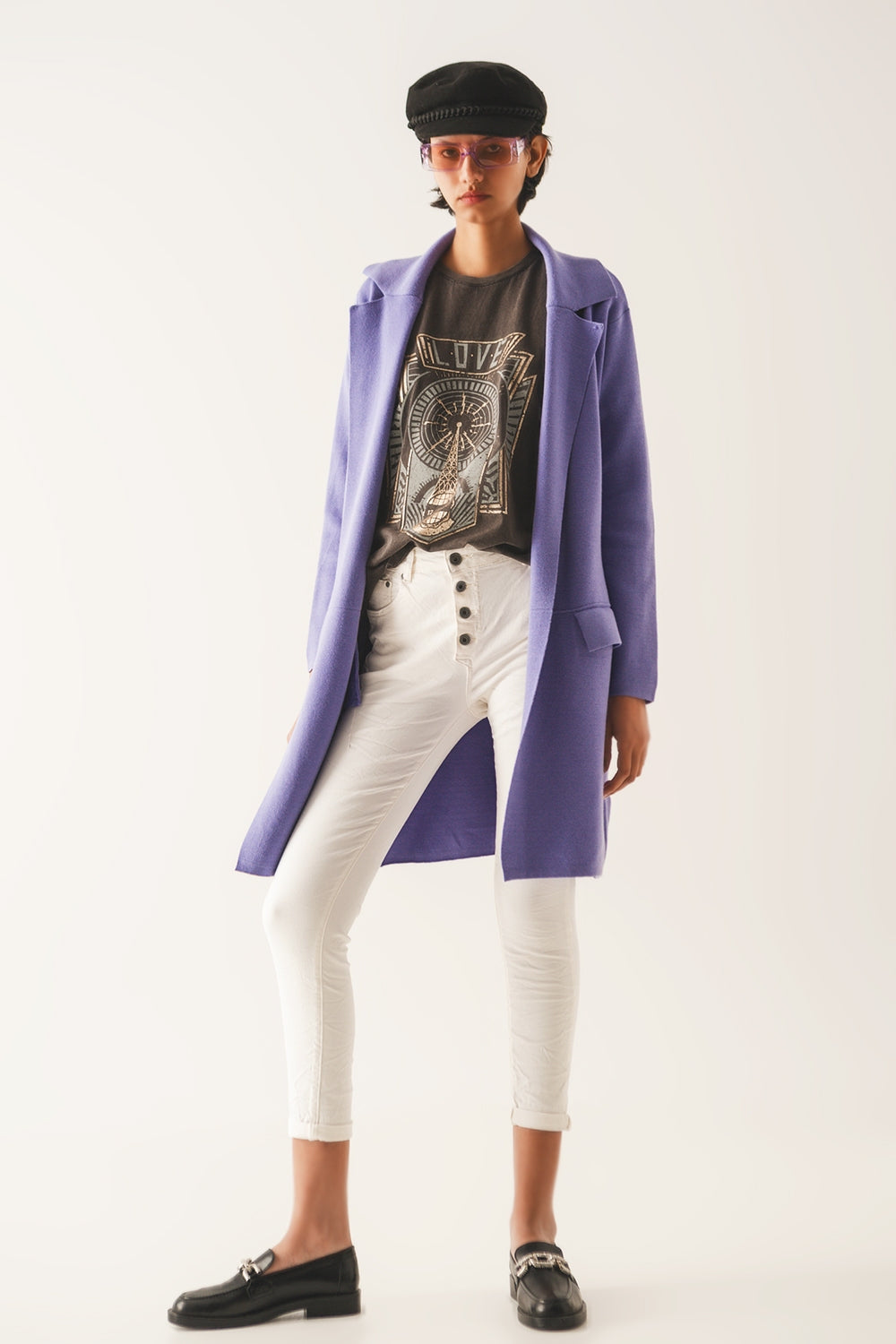Exposed buttons skinny jeans in cream - Jeans