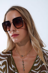 Extra Large Square Sunglasses in Chocolate Brown