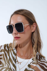 Extra Large Square Sunglasses in White