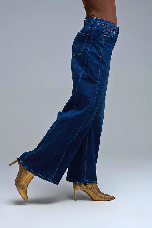 Extra Wide Leg Jeans in Dark Wash - Jeans