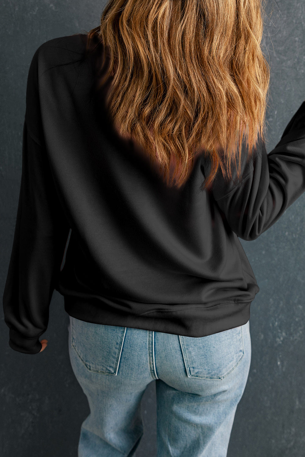 Apricot Solid Crew Neck Drop Shoulder Plus Size Sweatshirt - Plus Size/Plus Size Sweatshirts & Hoodies