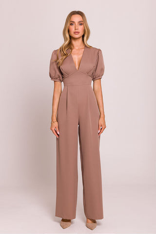 Elegant Tailored Jumpsuit with Puff Sleeves