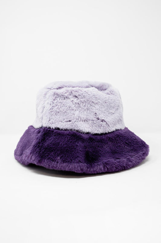 Faux fur bucket hat in purple - Hats