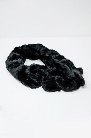 Col en fausse fourrure noire