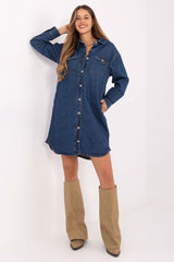 Sublevel Feminine Denim Shirt Dress for Trendy Style