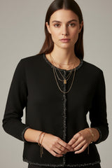 Gilet noir en maille fine orné de strass