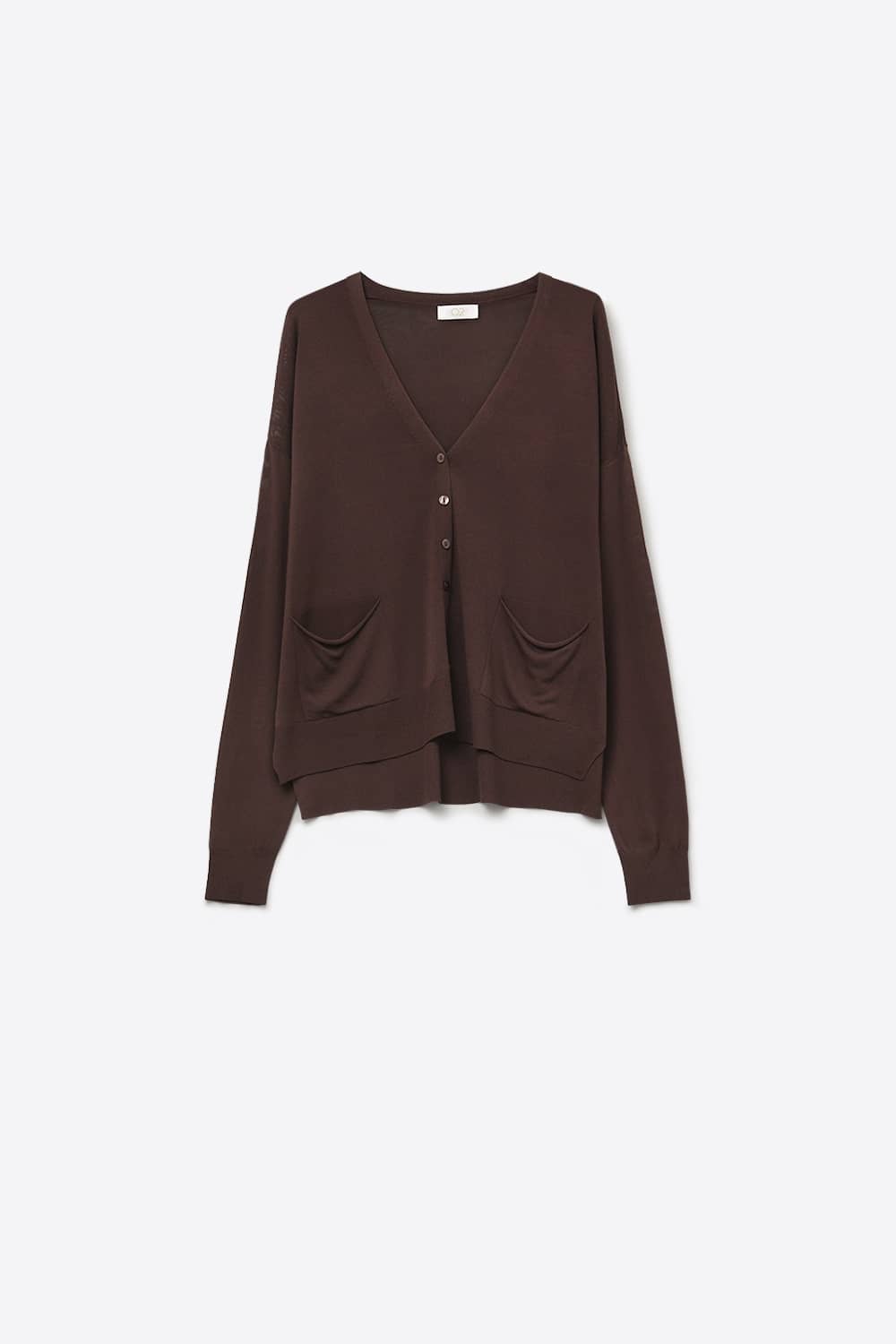 Fine Knit Cardigan with Front Pockets in brown - Cardigans