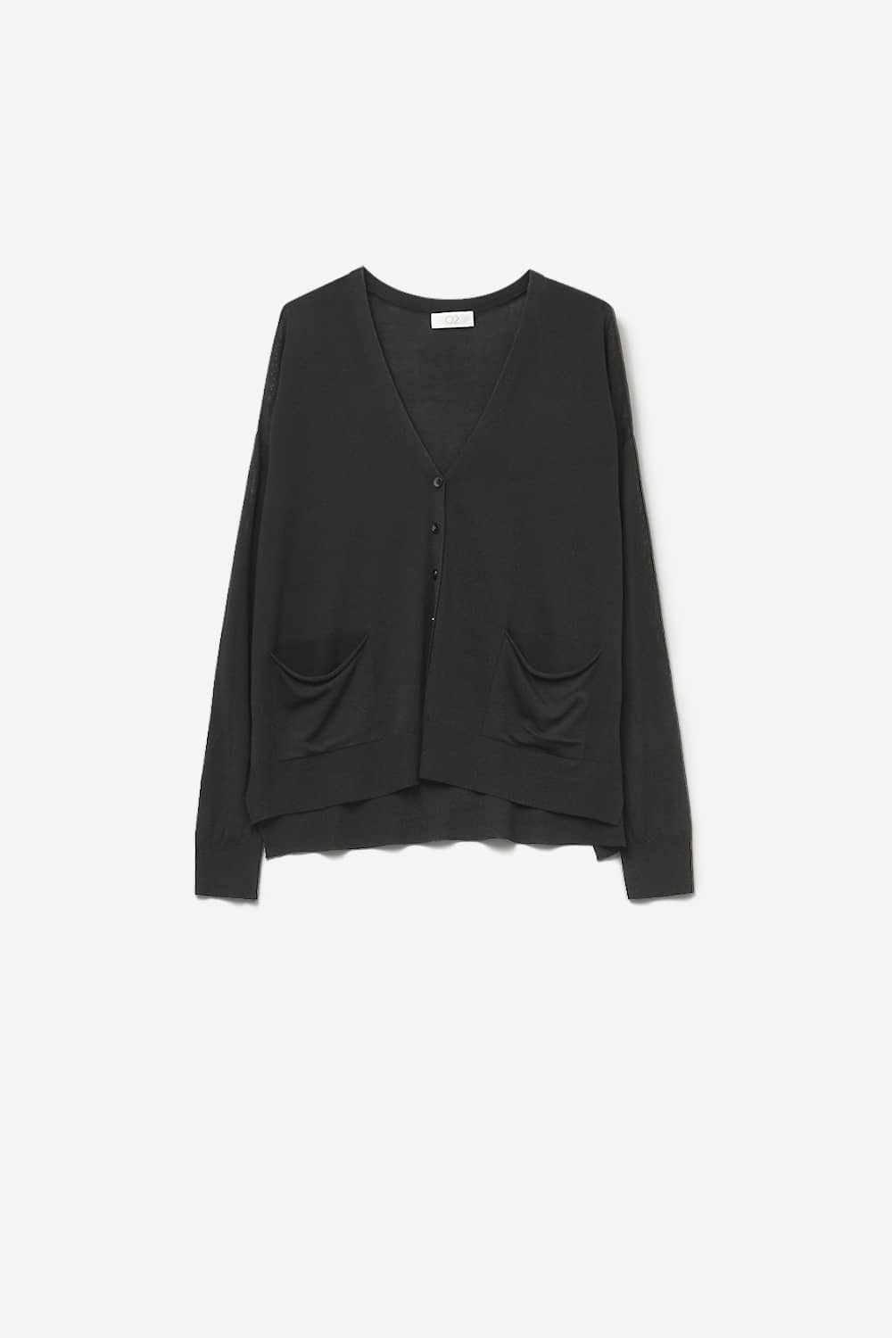 Fine Knit Cardigan with Front Pockets in black - Cardigans