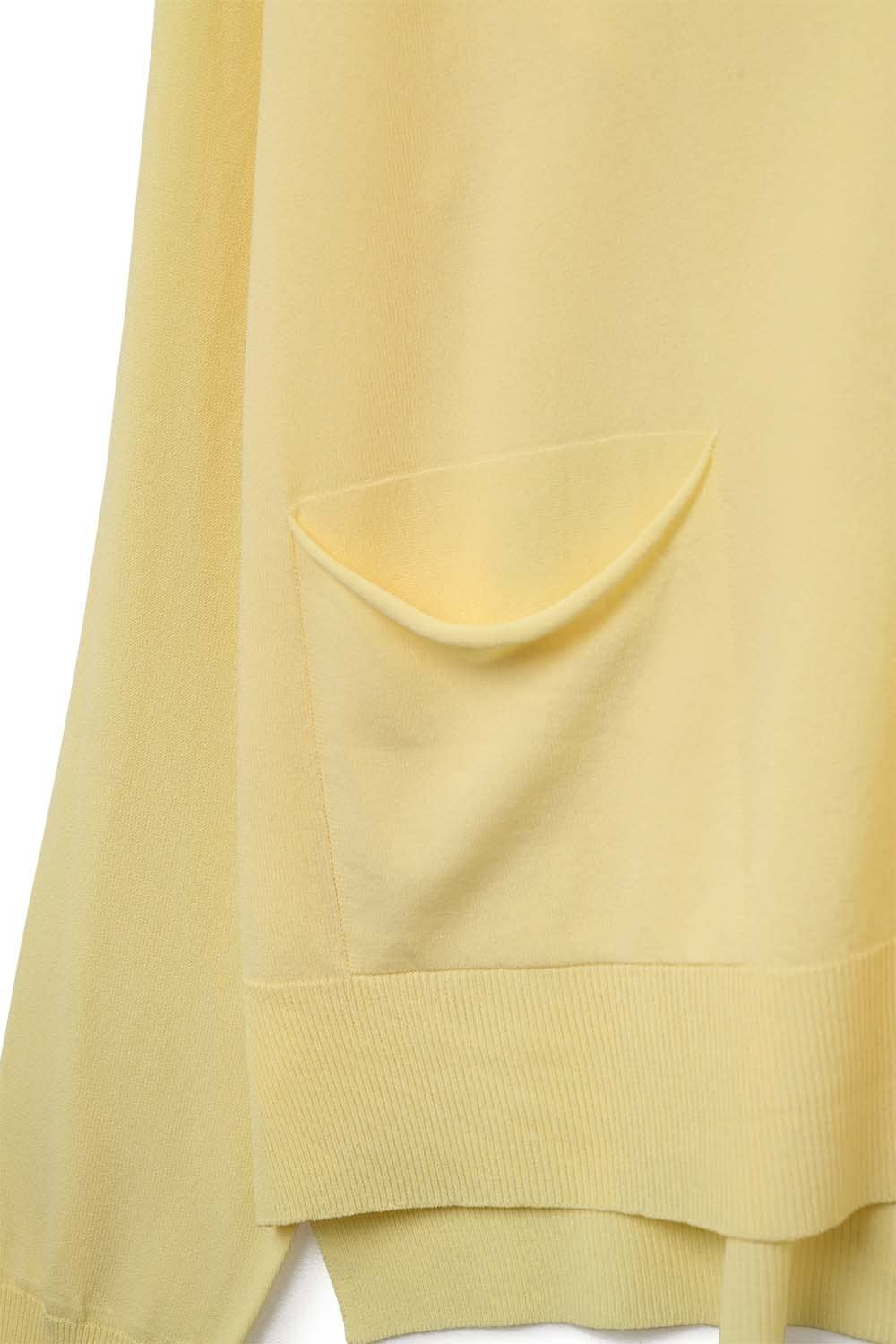 Fine Knit Cardigan with Front Pockets in Yellow -
