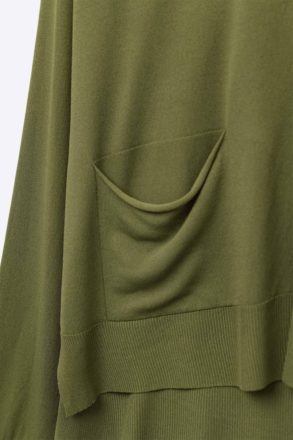 Fine Knit Cardigan with Front Pockets in khaki - Cardigans