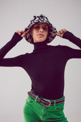 Pull col montant en maille fine noir