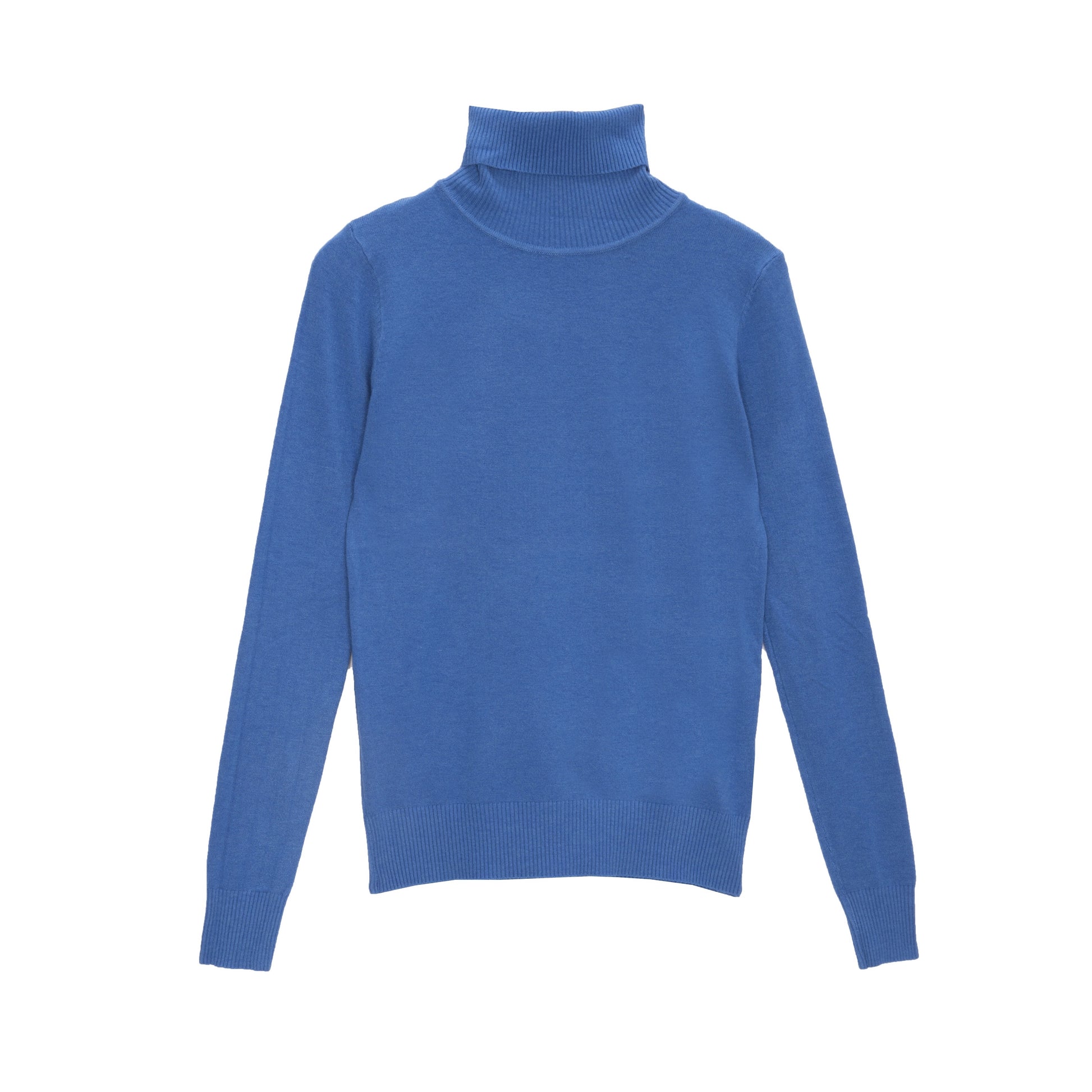 Fine knit high neck jumper in blue - Jumpers