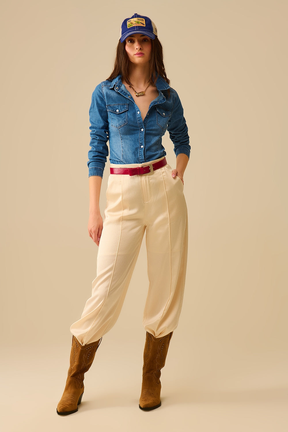 Fitted Stretch Denim Shirt With Chest Pockets - Shirts