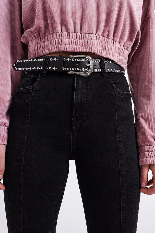 Flare black jeans with split hem - Jeans