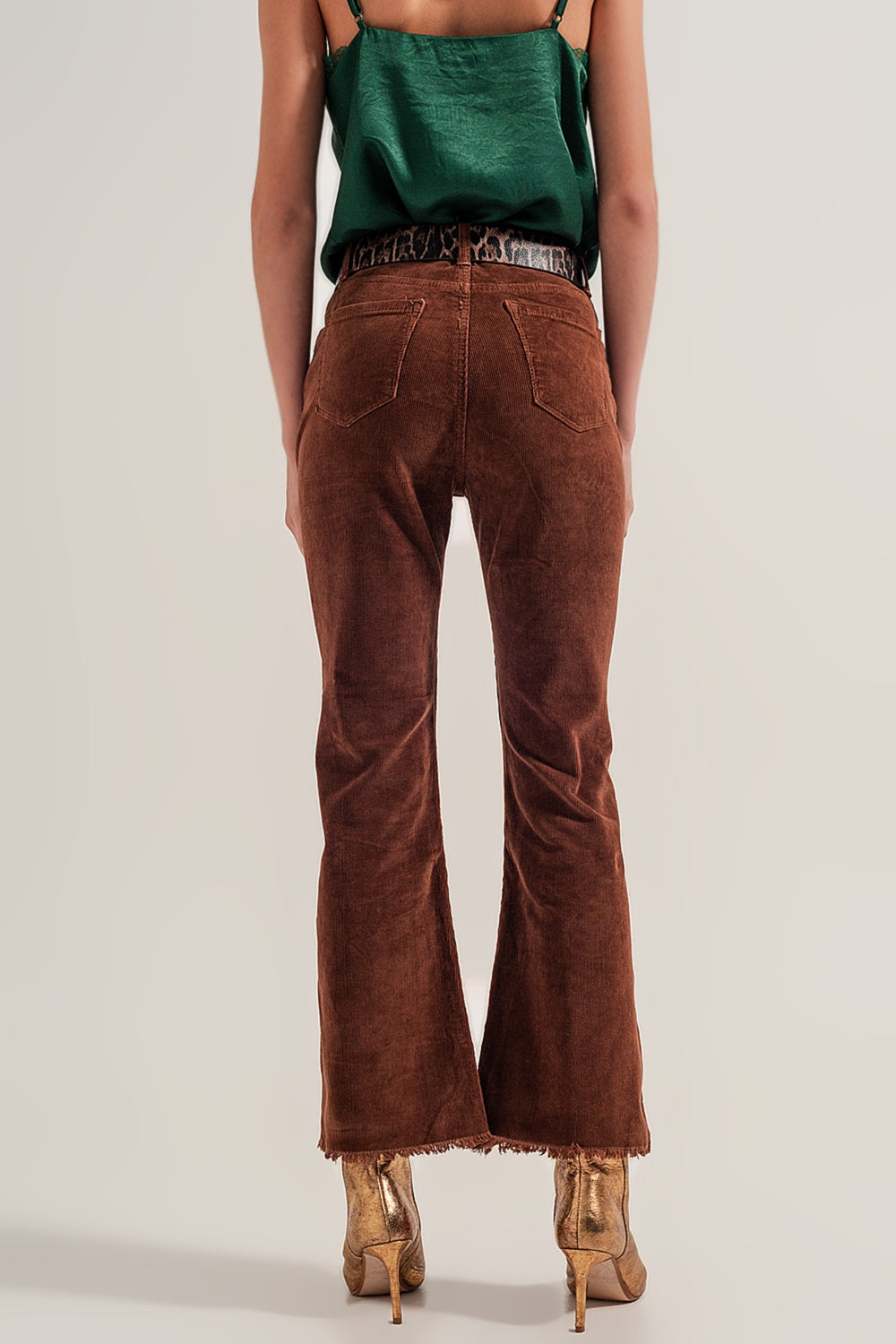 Flare corduroy pants in brown - Trousers