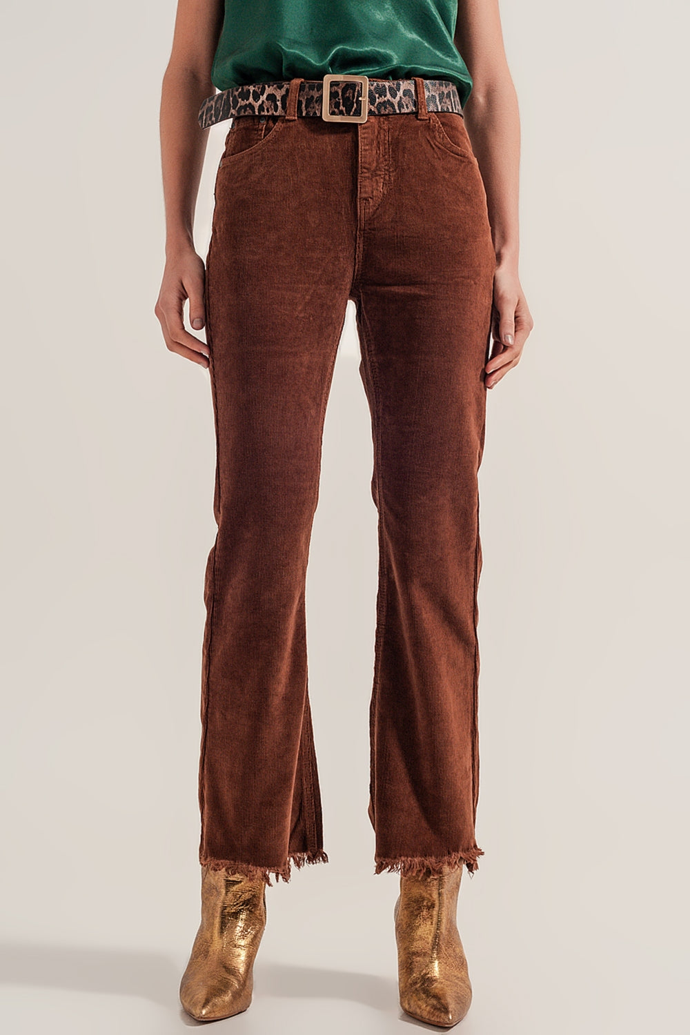 Flare corduroy pants in brown - Trousers