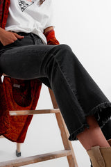 Flare jeans in dark grey with asymmetric detail