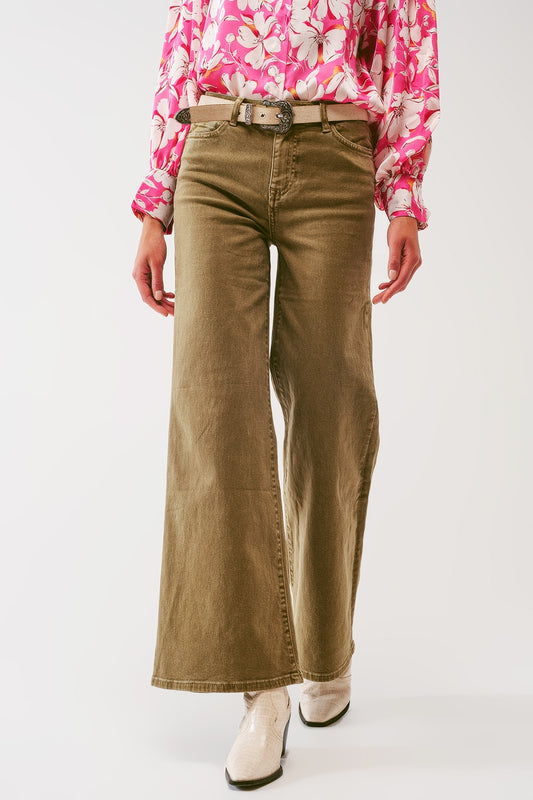 Flare Jeans in Khaki - Jeans