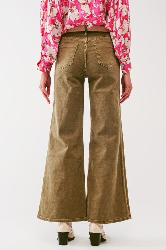 Flare Jeans in Khaki - Jeans