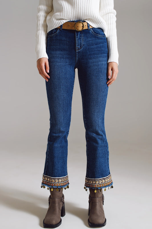 flare jeans with embellished hem - Jeans