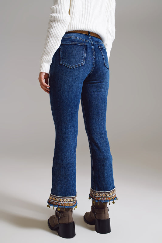 flare jeans with embellished hem - Jeans