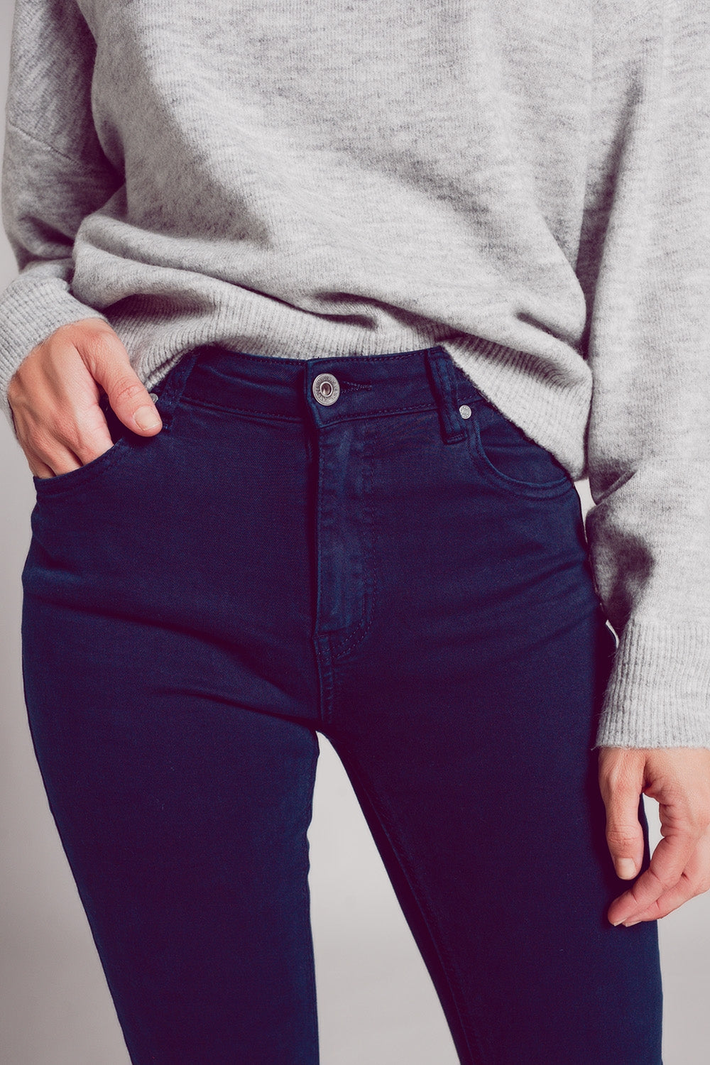 Flare jeans with raw hem edge in blue ink - Jeans