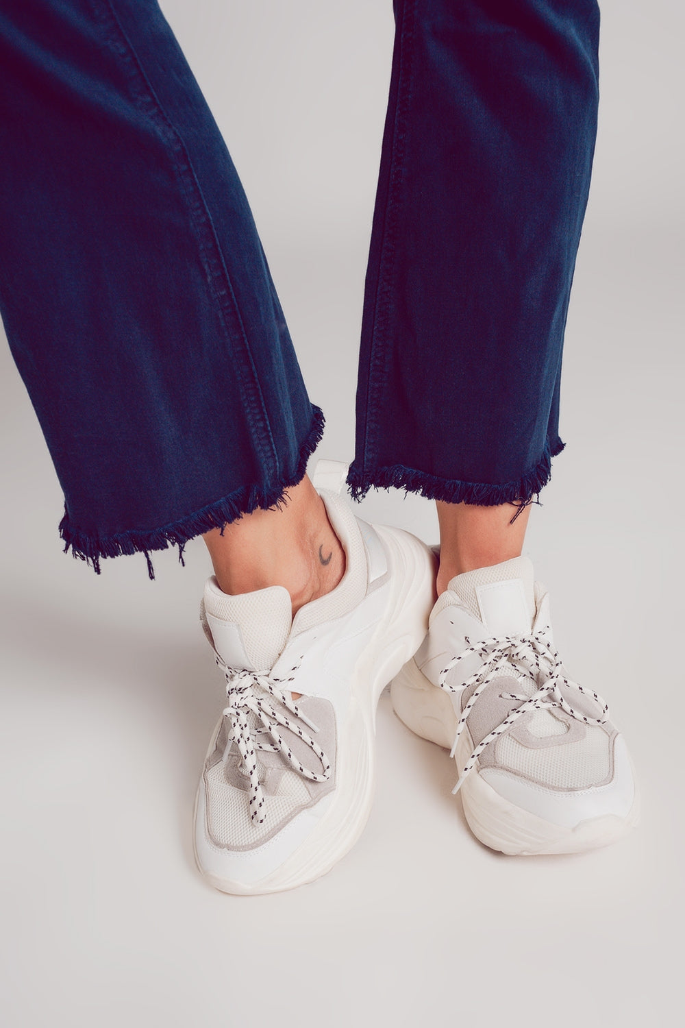 Flare jeans with raw hem edge in blue ink - Jeans