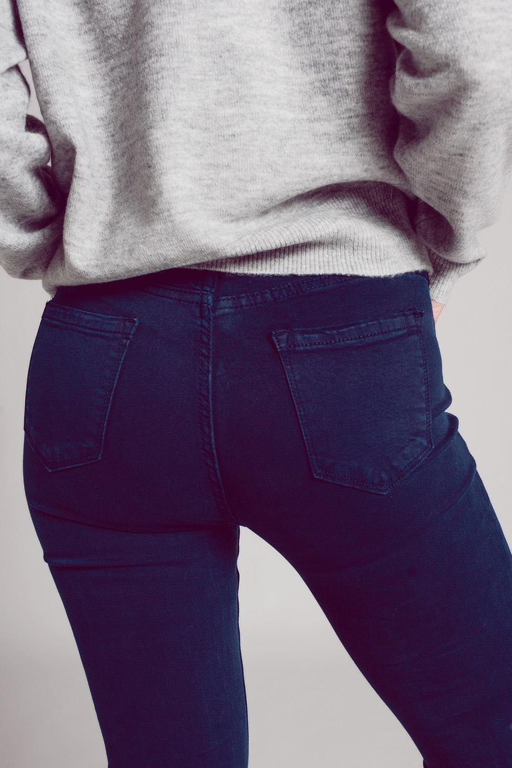 Flare jeans with raw hem edge in blue ink - Jeans